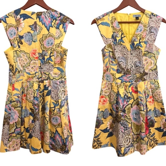 Cynthia Rowley Dresses & Skirts - Cynthia Rowley V-neckline Pleated Flare Skirt Sleeveless Floral Dress - Size 4